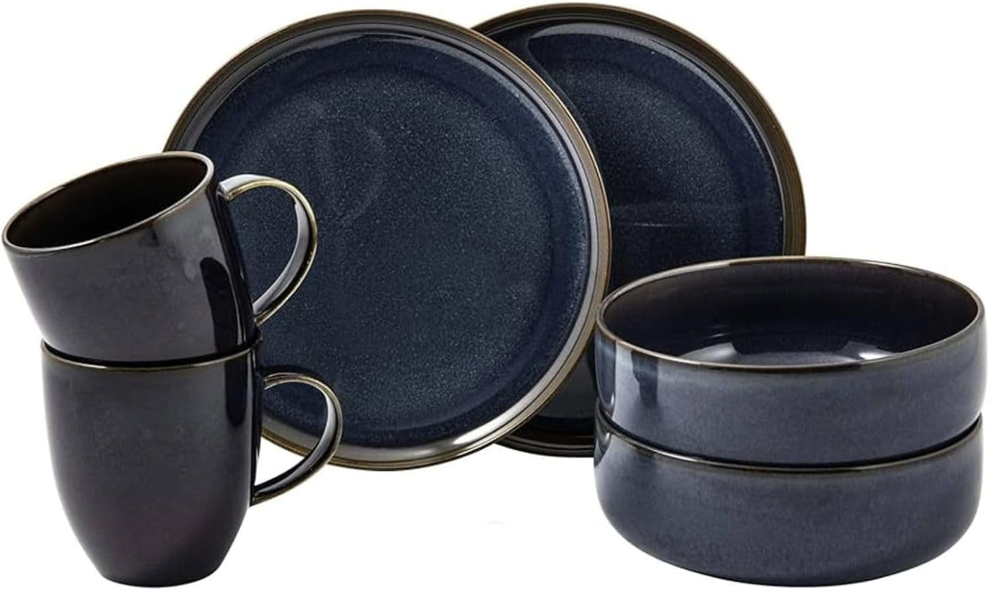 Villeroy & Boch Crafted Denim Frühstücksset, 6-teilig, für 2 Personen, blau