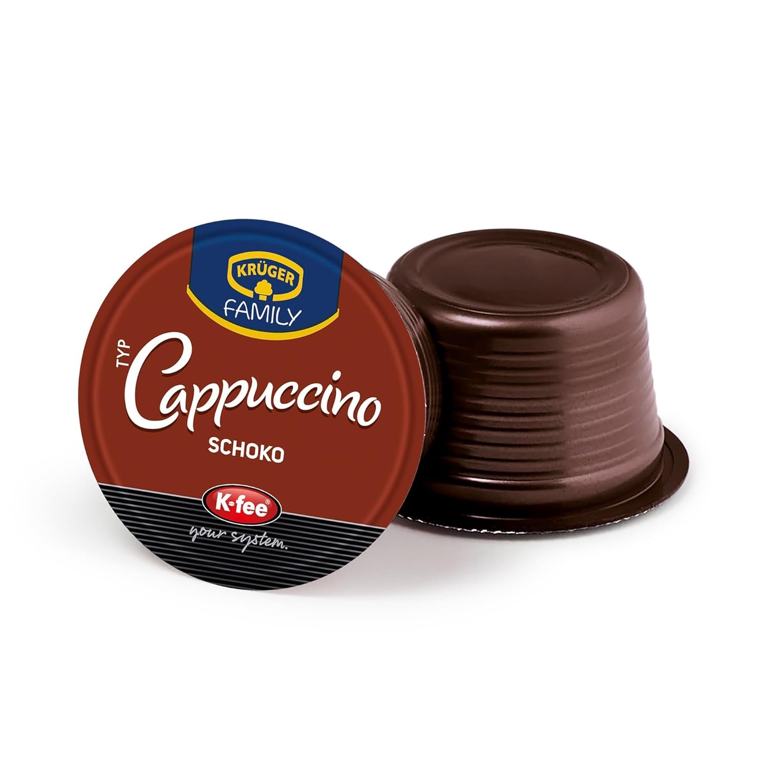 KRÜGER Cappuccino Schoko Kaffeekapseln, kompatibel mit K-fee und ALDI EXPRESSI* Kapselmaschinen, aromatisierter Instantkaffee, 96 Kapseln