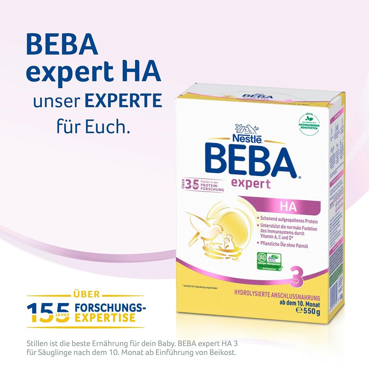 BEBA expert HA 3 Hydrolysierte Fortsetzungsformel, ab 10 Monaten, 1 Packung (1 x 550 g)