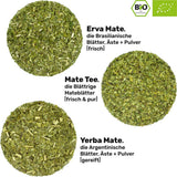 Mate-Tee-Set für zwei, Bio ● 2 Mate-Tassen + 2 Bombillas + 300 g Mate-Tee + Zubereitungsanleitung