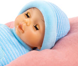 Bayer Design 92802AU My First Baby 28 cm, Babypuppe, Weichkörperpuppe mit Schlafaugen, sehr praktisch, süßes Outfit, blau mit Herz