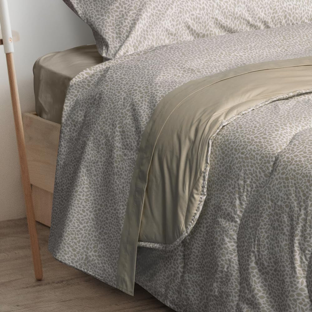 Foppapedretti Notte & Natura Petali Steppdecke mit Sand, Einzelbettdecke, 100 % Baumwolle, hergestellt in Italien. Steppdecken und Steppdecken Naty Shop
