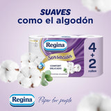 Regina Feeling – 42 Rollen Toilettenpapier, 175 Blatt mit drei Schichten, natürlicher Baumwollextrakt und zarter Duft, 60 % recycelte Kunststoffverpackung, 100 % FSC-zertifiziertes Papier