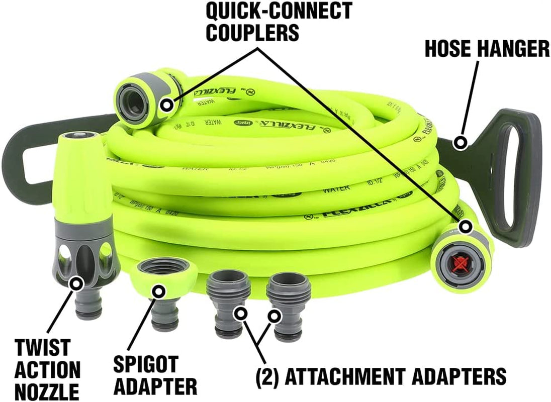 Schnellanschluss-Gartenschlauchset, 1/2 Zoll x 50 Fuß, langlebig, leicht, trinkbar – hfzg12050qn