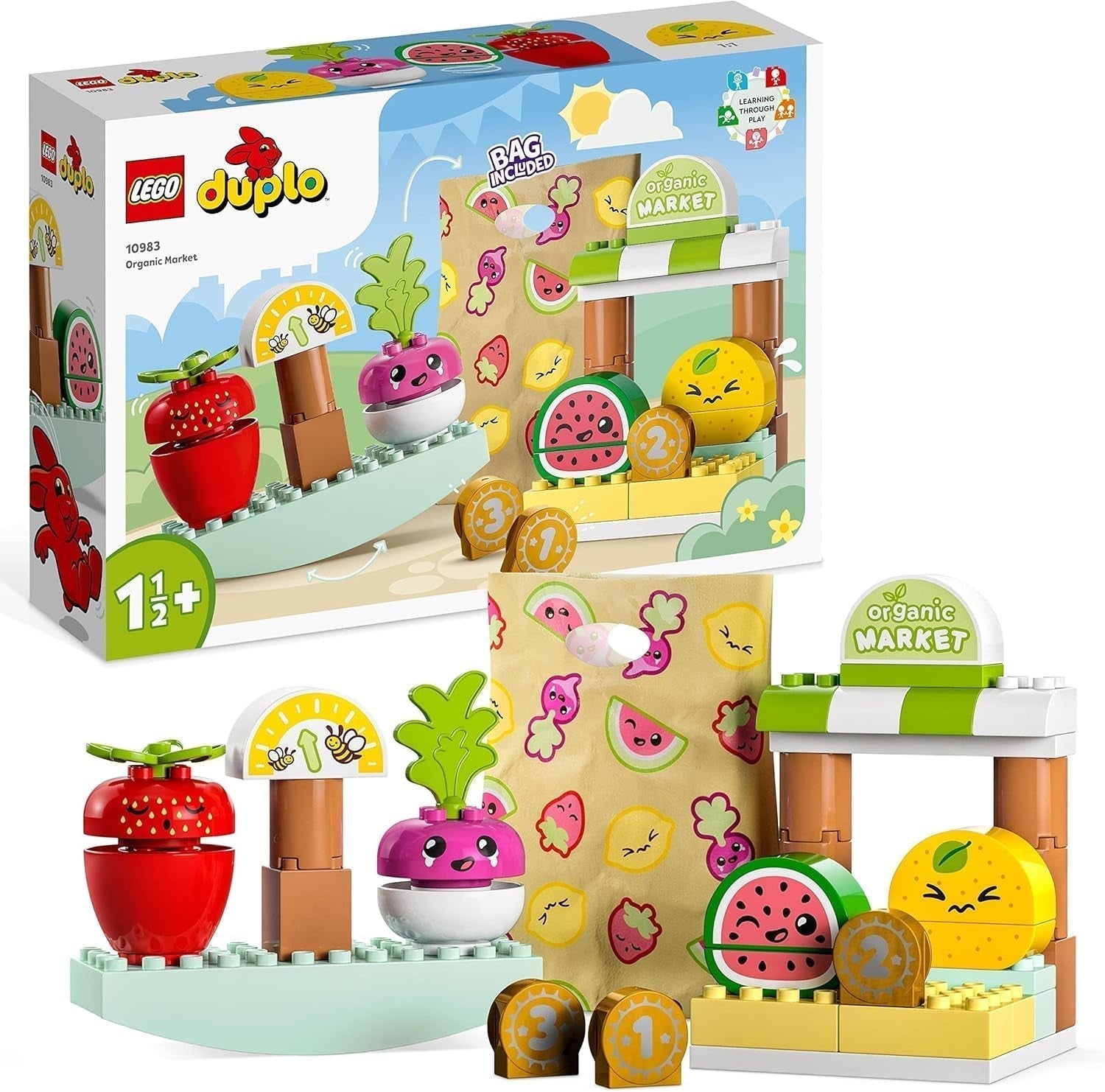 LEGO DUPLO Mein erster Bio-Markt, Spielzeugladen-Set für Jungen und Mädchen, Lernspielzeug für Kleinkinder ab 1,5 Jahren, Obst- und Gemüsezubehör 10983 Bausets Besuchen Sie den LEGO-Store Single