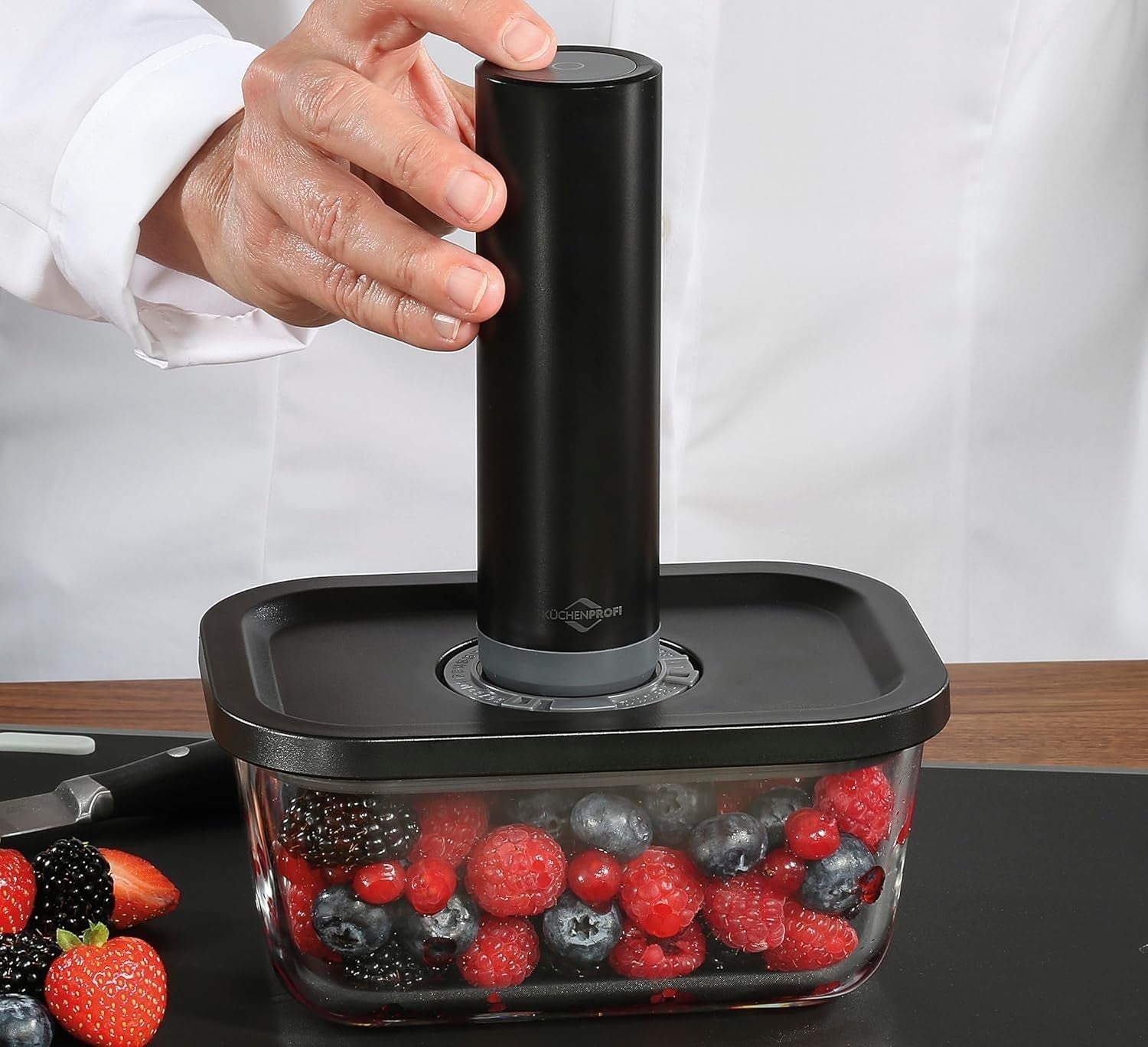 Vakuum-Set Küchenprofi EASYFRESH | Set mit 7 Teilen | 1x elektrische Vakuumpumpe, 1x Vakuumbehälter S, M und L, 3x Vakuumbeutel 22x21 cm | Borosilikatglas, hochwertiger Kunststoff | Zubereitung und Lagerung Aufbewahrungsboxen für Lebensmittel Naty Shop