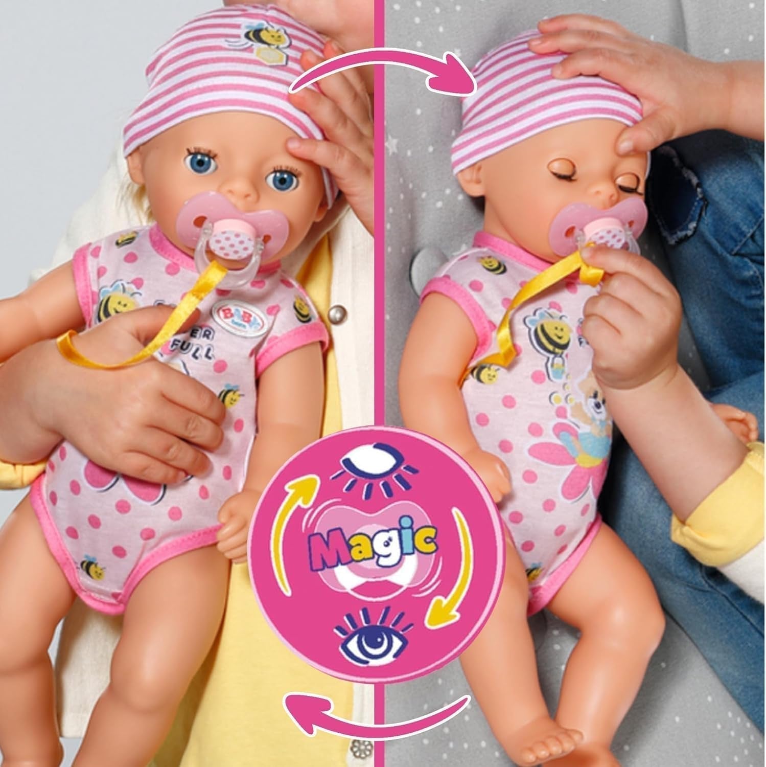 BABY Born Lena (Mädchen) 36 cm, Puppe mit 7 Funktionen für Kinder ab 1 Jahr, funktioniert ohne Batterie, große Puppe 36 cm, 834596 Zapf Creation, rosa Naty Shop-Puppen