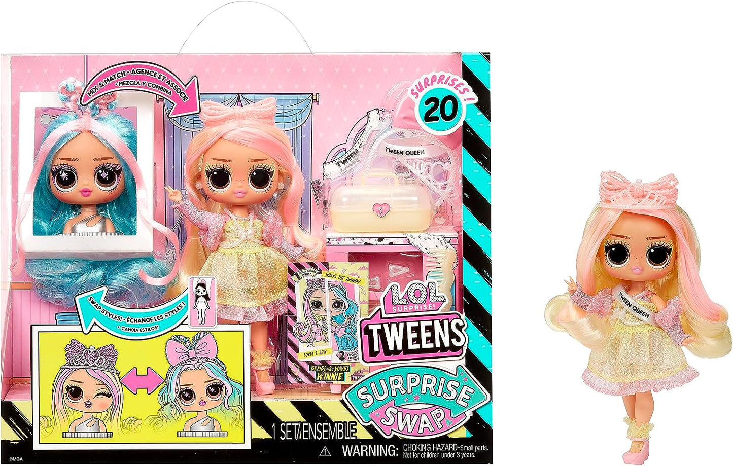 LOL. Surprise Tweens Surprise Swap Series – Braids-2-Waves Winnie – Modepuppe mit mehr als 20 Überraschungen inklusive Styling-Kopf und fantastischem Mode und Accessoires – für Kinder ab 4 Jahren
