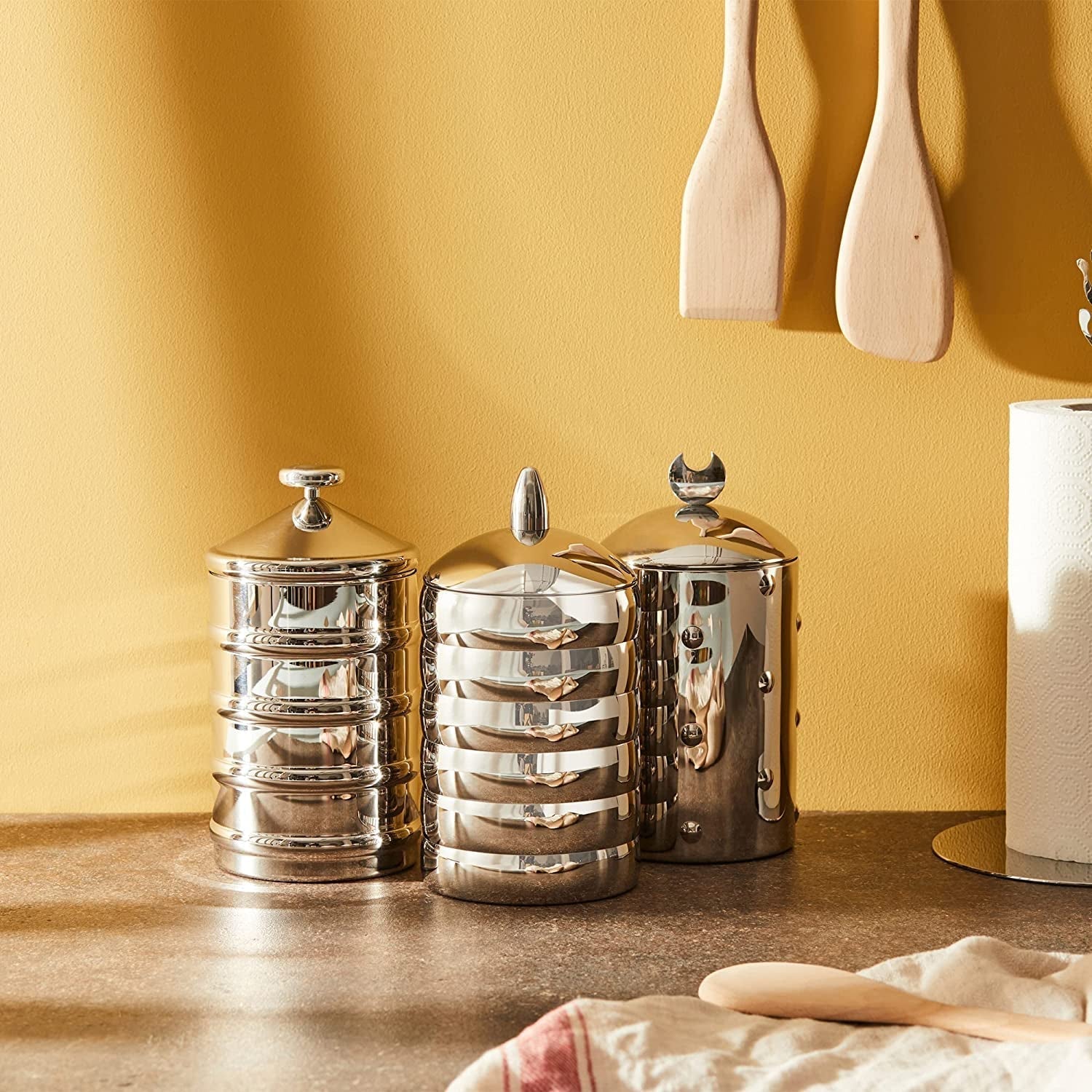 Alessi Kalistò 2 CB02 – Küchendose aus Edelstahl 18/10 mit Aluminiumknopf, 114 cl, silber Aufbewahrungsboxen für Lebensmittel Naty Shop