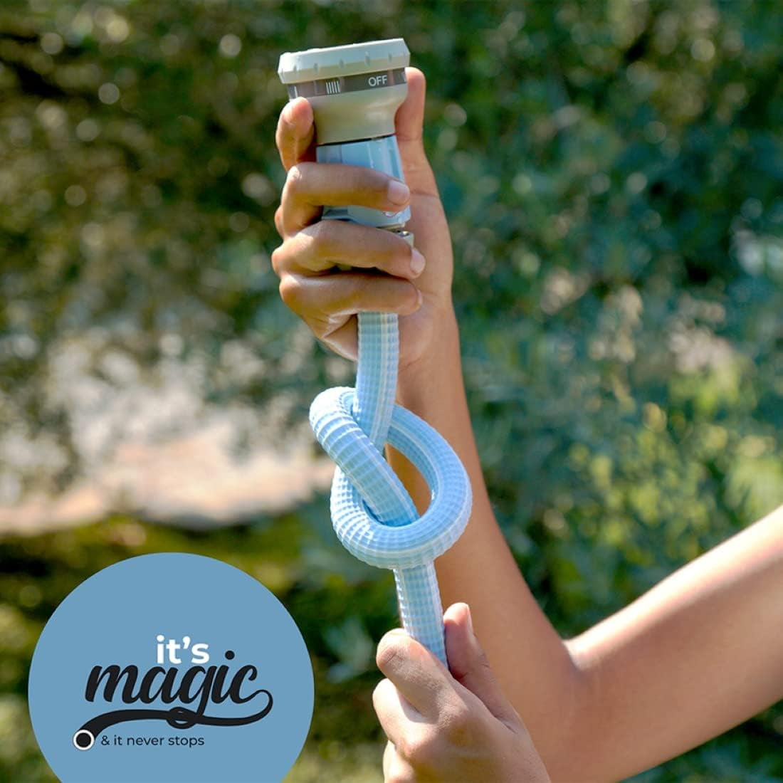 Magic Blue 10 Meter knoten- und verdrehsicherer ausziehbarer Gartenschlauch mit Tasche und Sprühdüse