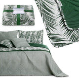 Ameliahome Tagesdecke, Tagesdecke, 170 x 210 cm, doppelseitig, pflegeleicht, Tagesdecke, Pflanzenmuster, grün, weiß, tropische Bonaire-Betten und Decken. Besuchen Sie den AmeliaHome-Store