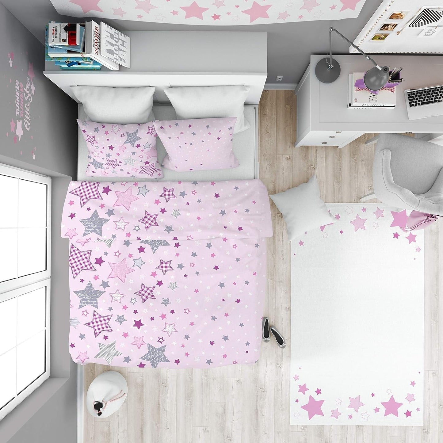 Bettwäsche für Kinder, rosa Sterne, 100 % Baumwolle Bettwäsche - Kinder Naty Shop