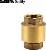 Gardena Messing-Zwischenventil: Einwegventil aus massivem Messing, 42 mm (G 1 1/4 Zoll) Gewinde zum Anschluss an Pumpen (7232-20)