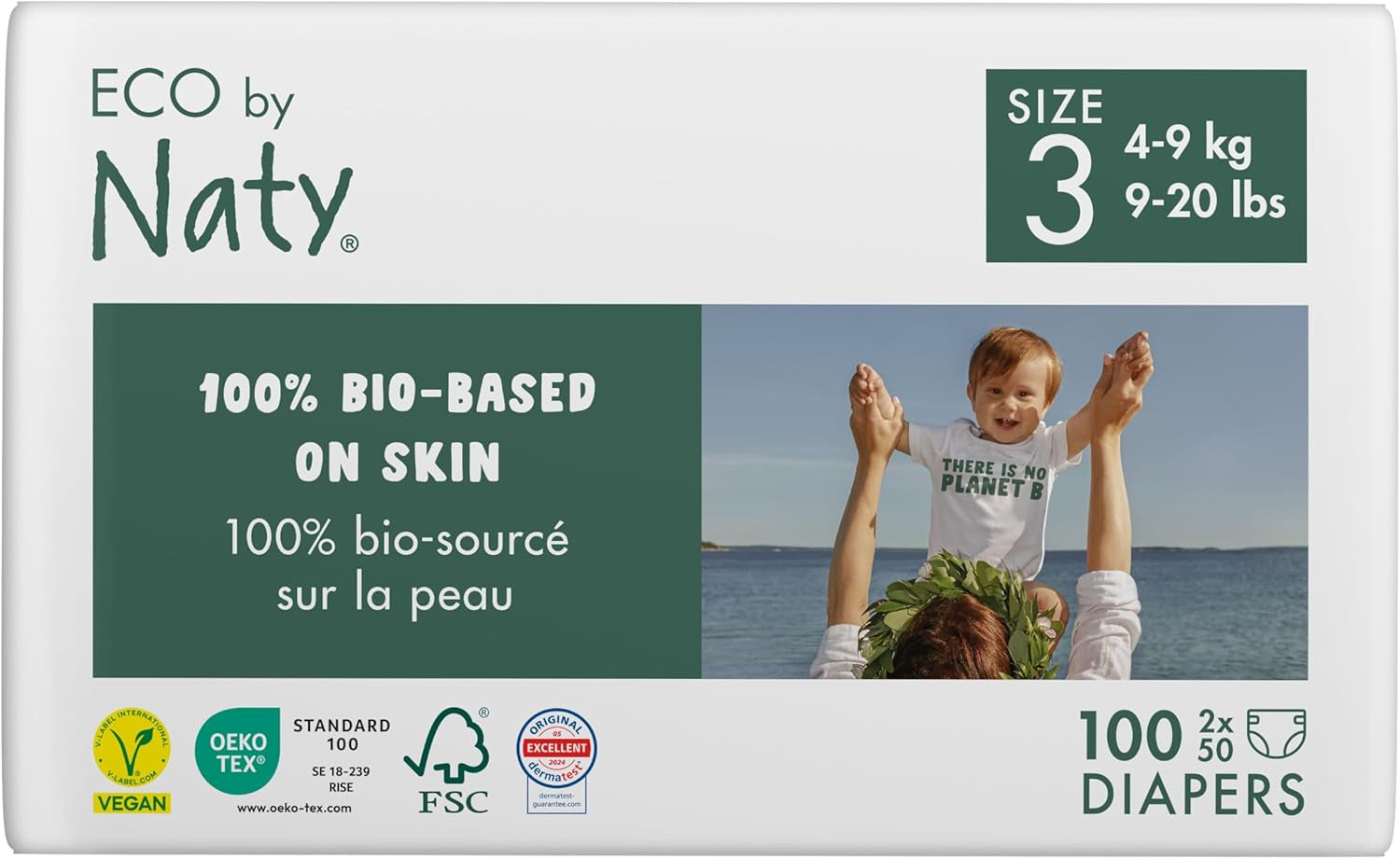 Eco Diapers Eco by Naty Baby Eco Diapers – hochwertige Bio-Windeln, umweltfreundlich, aus pflanzlichen Materialien, ideal für empfindliche Babyhaut (Größe 5 – 80 Stück)