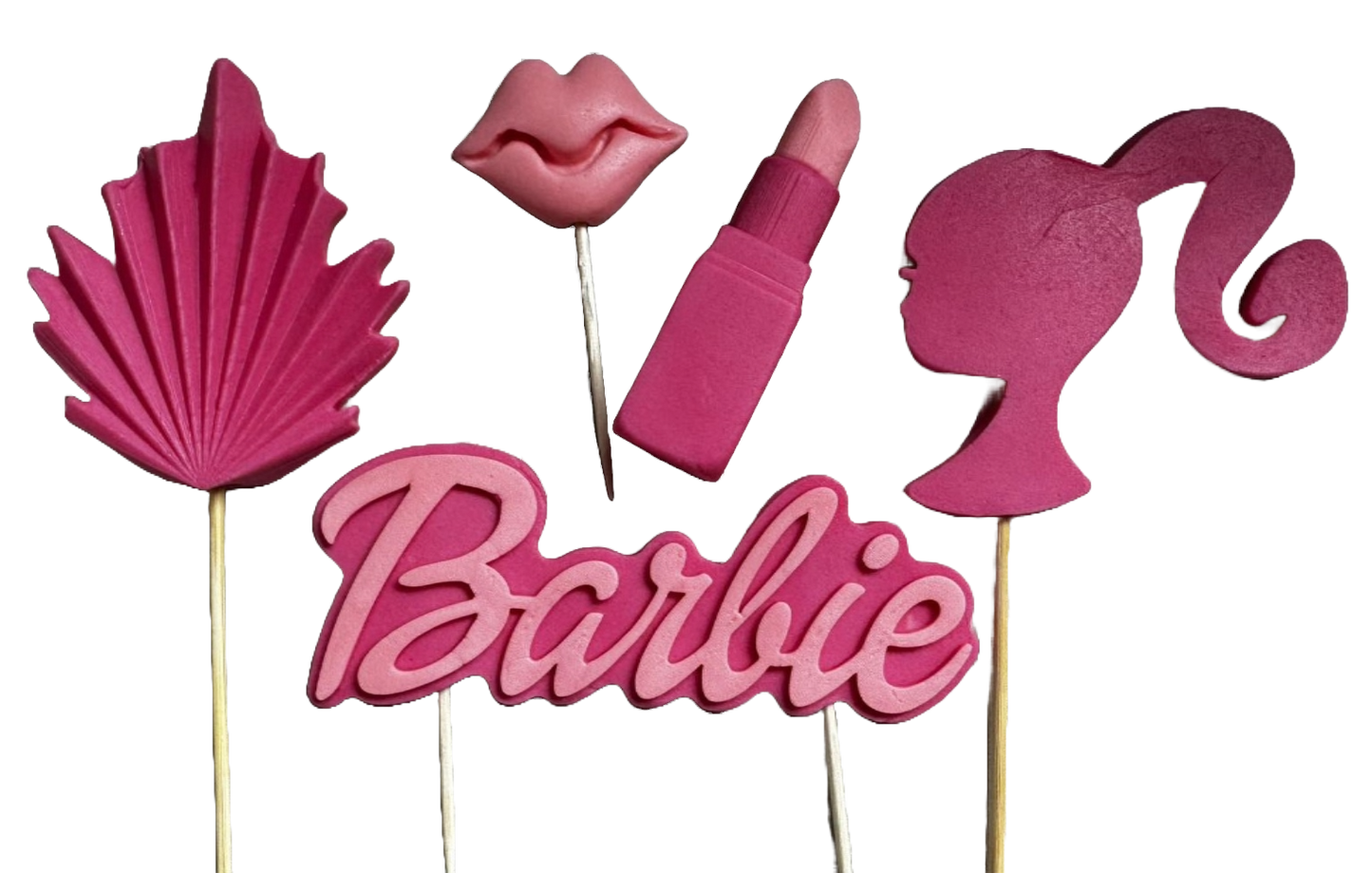 Set mit 5 essbaren Zuckerdekorationen, Barbie-Zuckerpastendekorationen Naty Shop