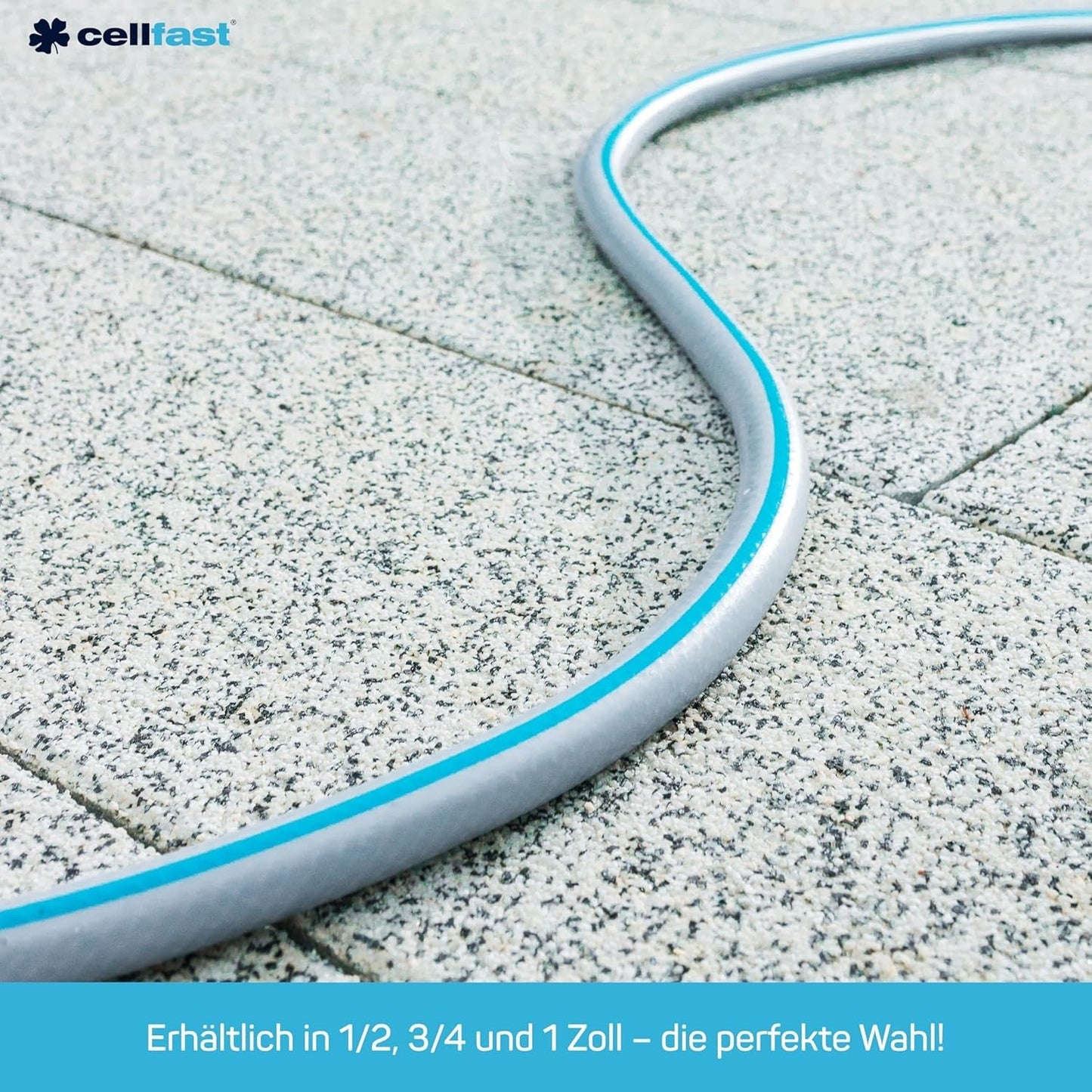 CELLFAST Gartenschlauch, 3-lagiger Gartenwasserschlauch, langlebiger drahtverstärkter, flexibler Bewässerungsschlauch, UV-beständig, Anti-Algen, 3,4 Zoll, 20 Meter Länge