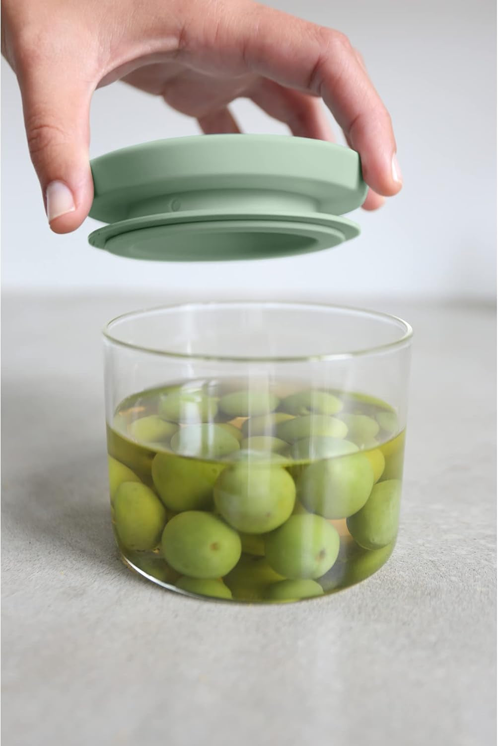 Brabantia – Stapelbarer Glasbehälter mit Deckel – 3er-Set – Lebensmittelaufbewahrung – hält Lebensmittel länger frisch – Silikondichtung – spülmaschinenfest – Dunkelgrau/Hellgrau/Jadegrün – 0,3 l/0,6 l/1,1 l Lebensmittelaufbewahrungsboxen Naty Shop