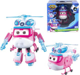 Super Wings 5" Transforming Characters 2er-Pack Transforming Supercharged Jett + Tino Transformer Spielzeug für Jungen und Mädchen ab 3 Jahren, rote Actionfiguren, Naty Shop Dizzy