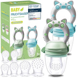 Baby-Fruchtschnuller, 2er-Pack Fruchtschnuller für Babys ab 3 Monaten, verbesserte Version 2023, befüllbare Schnuller, Brei-Schnuller, Fruchtschnuller für Babys, BPA-frei, 8 Silikonsauger in 3 Größen