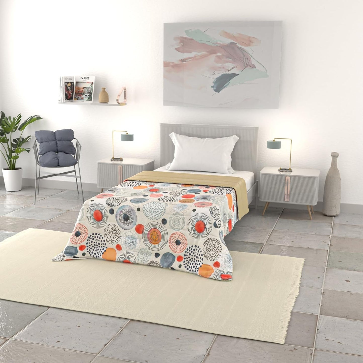 Einfache Sommerdecke, Mikrofaser, Jeansstreifen, 200 x 240 cm. Steppdecken und Steppdecken Naty Shop Acquerello 200 x 240 cm