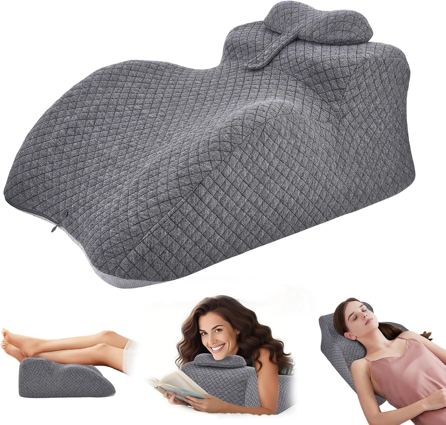 Lesekissen – Rückenkissen, verstellbare Kopfstütze, Lesekissen aus Memory-Schaum für das Bett, ergonomisches Nacken- und Beinkissen, Lendenstützkissen
