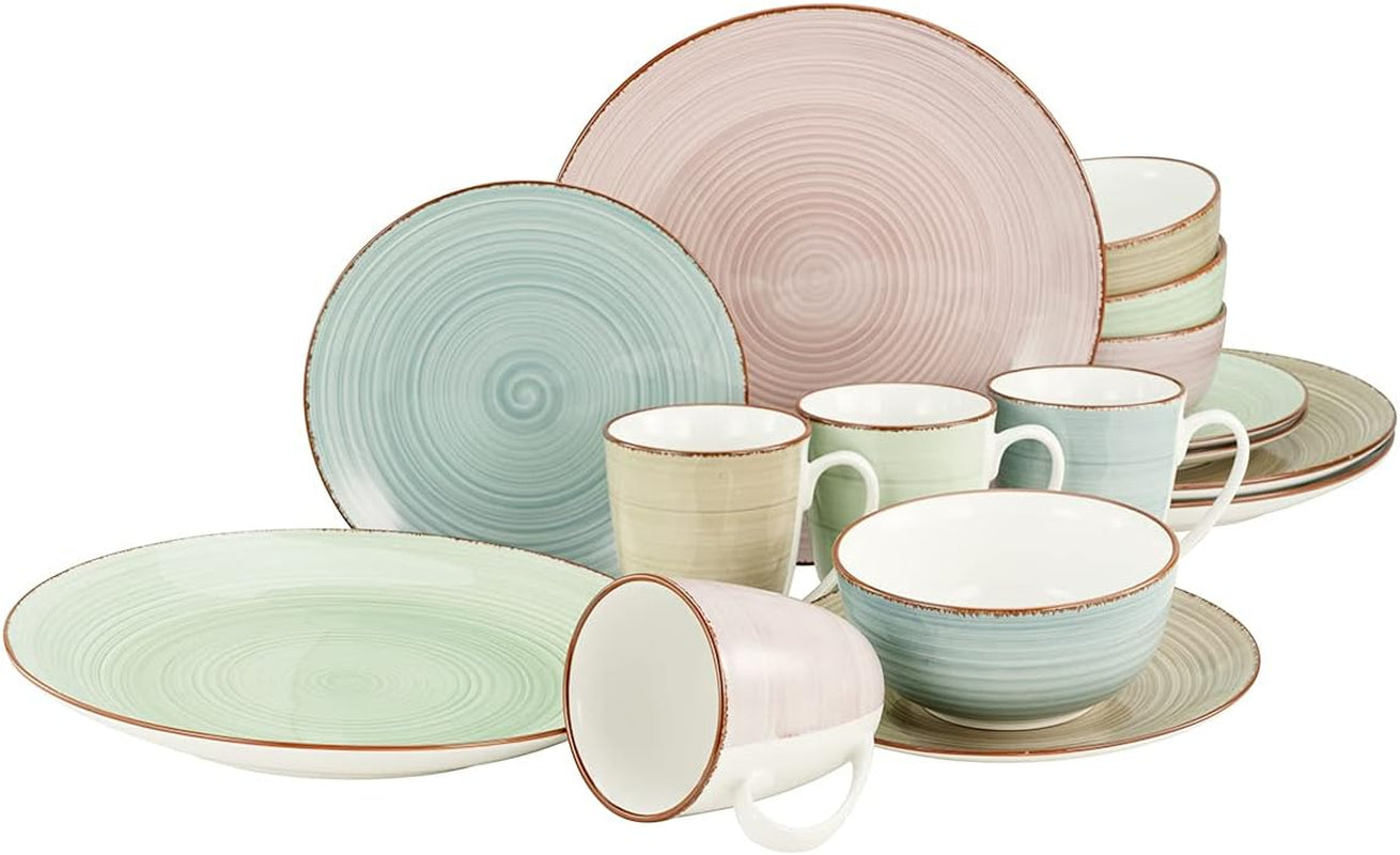 CreaTable, 22582, SAMBA-Serie, 16-teiliges Geschirrset für 4 Personen, Kombiservice aus Porzellan, spülmaschinen- und mikrowellenfest, hochwertige Herstellung