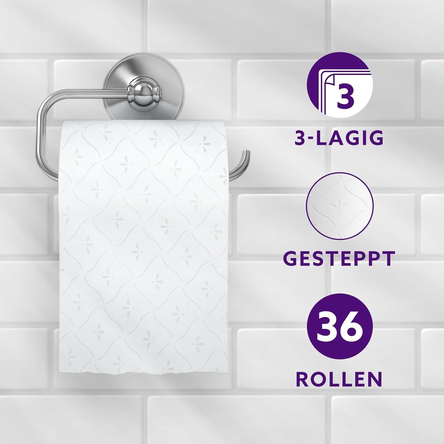 By Amazon Toilettenpapier, 3-lagig gesteppt, samtig weich, 36 Rollen (9 Rollen, 4er-Pack), 200 Blatt pro Rolle, FSC-zertifiziert