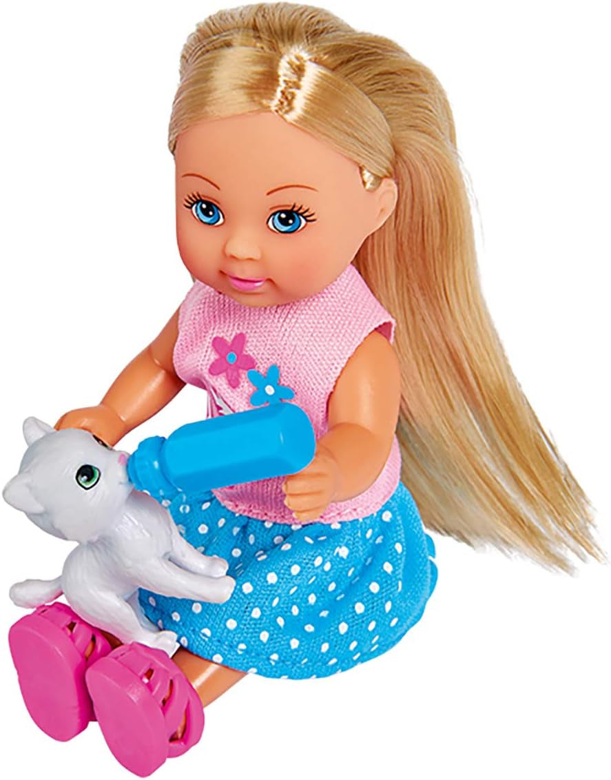 Simba 105733348 – Evi Love Katzen-Kinderwagen, mit zwei Katzen im Kinderwagen, abnehmbare Tasche, Zubehör, Anziehpuppe, 12 cm, für Kinder ab 3 Jahren