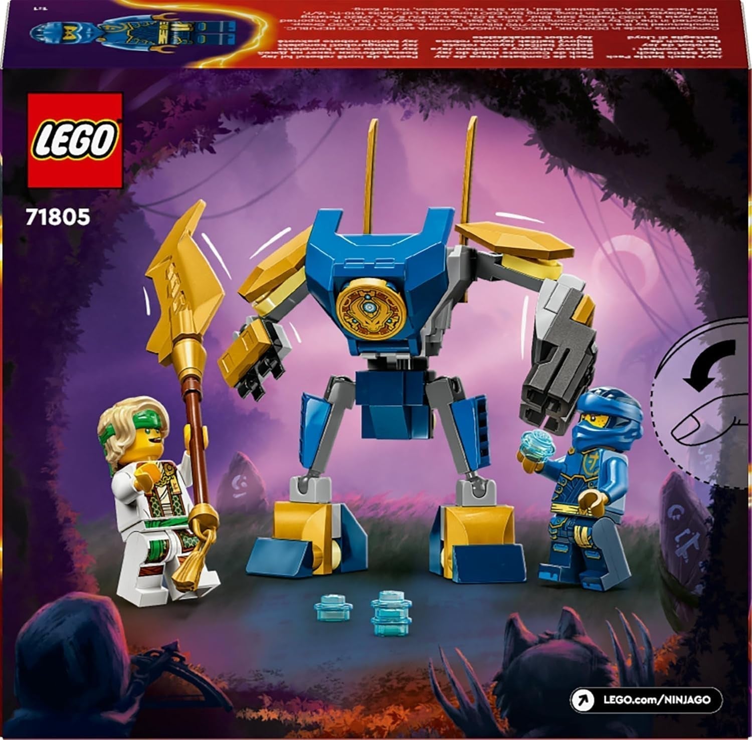 LEGO NINJAGO Jay Battle Mech, Ninja-Spielzeug für Kinder mit Figuren, einschließlich Jay-Minifigur mit Mini-Katana, Actionfiguren und Mech, kleines Geschenk für kreative Jungen und Mädchen ab 6 Jahren 71805 Bausets Besuchen Sie den LEGO-Store