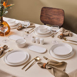 Karaca Stream Bone Bomo 12-Personen-Geschirrset, elegantes quadratisches Teller-Set, elegantes weißes Porzellangeschirr
