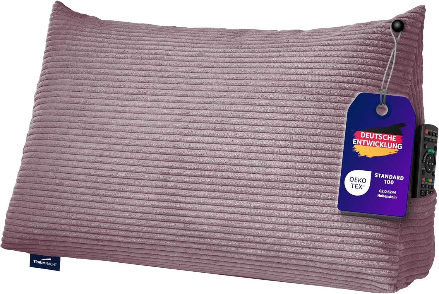 Lesekissen Traumnacht Kuscheliges Rückenkissen, 70 x 40 cm dunkelgrau, abnehmbarer und waschbarer Bezug aus 100 % Polyester, praktische Seitentasche, Öko-Tex zertifiziert, nach deutschen Qualitätsstandards produziert