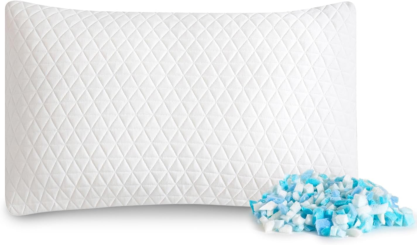 EGO HOME Memory-Schaum-Kissen 40 x 80 cm mit geschreddertem Memory-Schaum – Atmungsaktives, ergonomisches Nackenstützkissen für Seiten-, Rücken- oder Bauchschläfer – Öko-Tex-zertifiziert – Bezug waschbar