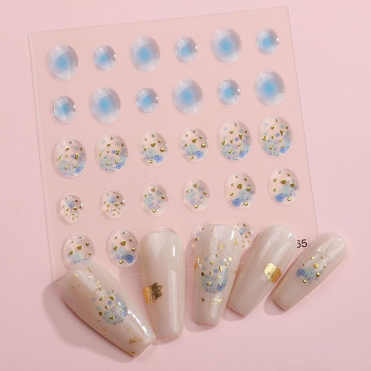 JMEOWIO 6 Blatt 3D Nagelsticker Goldene Unregelmäßige Geometrische Nail Art Sticker Selbstklebend Nagelaufkleber 5D Stereoskopisch Dekoration Nageldesign Zubehör