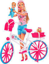 Simba 105739050 – Steffi Love Bike Tour, Steffi und Evi in ​​ihrem dreistöckigen Schloss mit Schaukel, Möbeln und viel Zubehör, 40 Teile, 102x90x38cm, für Kinder ab 3 Jahren
