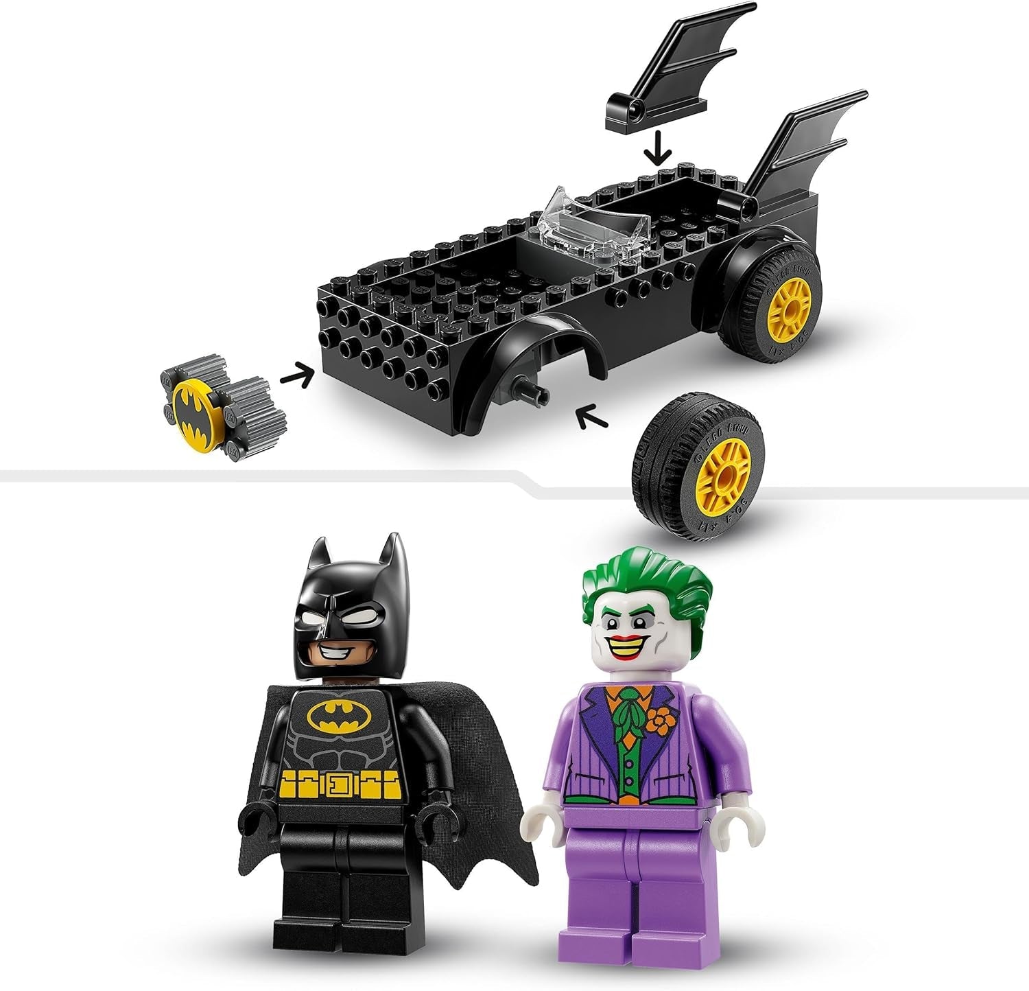 LEGO 76264 DC-Verfolgungsjagd im Batmobil: Batman Vs. Joker-Spielzeugauto-Set, Superhelden-Starterset mit 2 Minifiguren, Spielzeug für Kinder im Vorschulalter, Jungen, Mädchen ab 4 Jahren, Schnell zusammenzubauen. Bausätze. Besuchen Sie den LEGO-Store