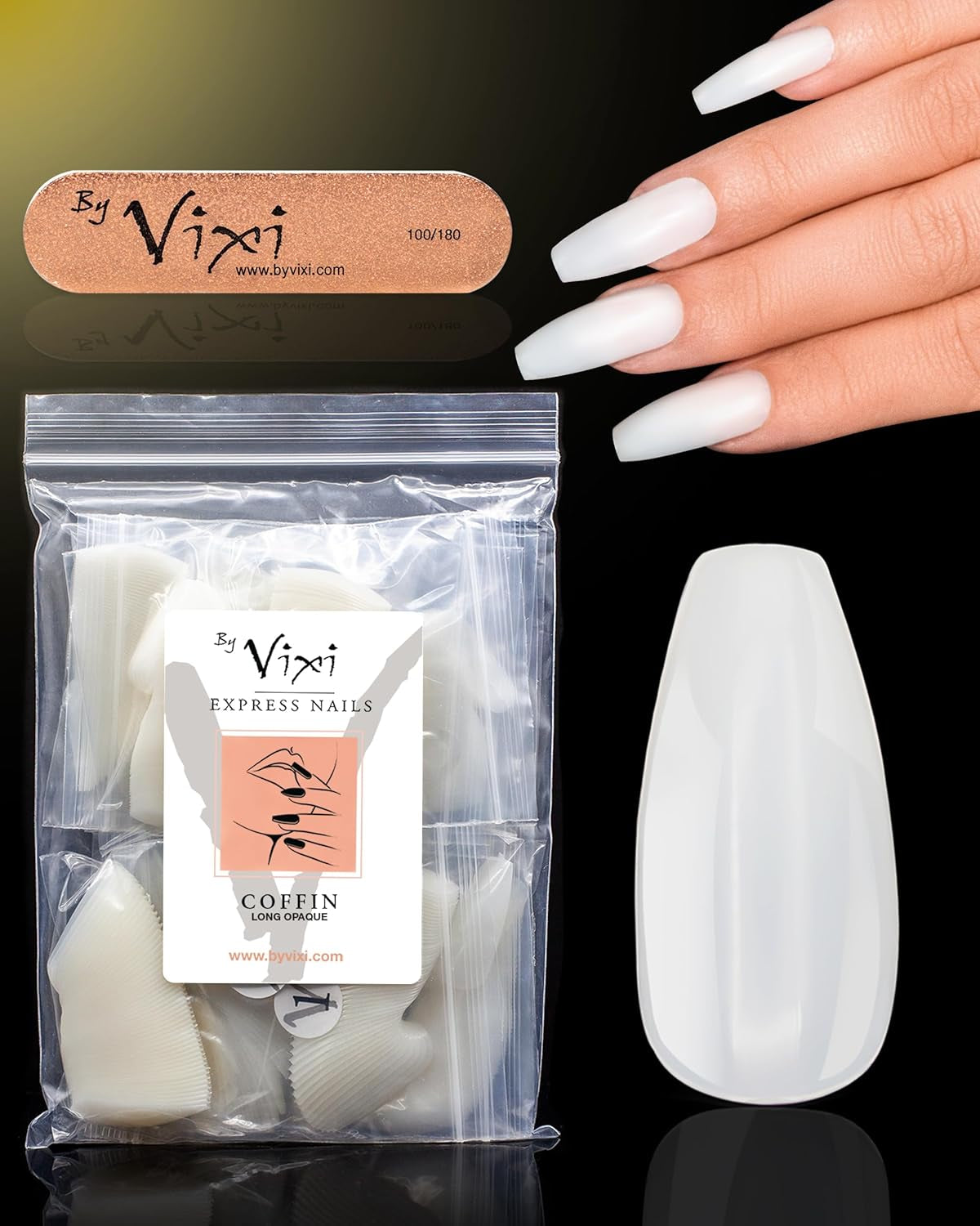 Vixi 600 kurze ovale Nagelverlängerungen mit Vorbereitungsfeile, 10 Größen – vollständige Abdeckung, undurchsichtig. Für Profis und den Heimgebrauch.