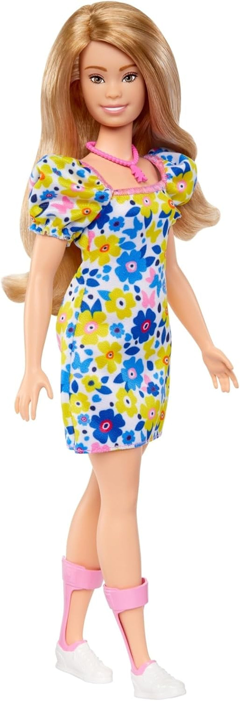 Barbie Fashionistas – Entwickelt mit der National Down Syndrome Society, blondes Haar und trendiges Outfit mit Blumenkleid und weißen Turnschuhen, für Kinder ab 3 Jahren, HJT05 Naty Shop Dolls Standardtitel