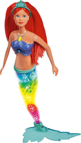 Simba 105733656 – Steffi Love funkelnde Meerjungfrau-Puppe (39 cm) – leuchtende Meerjungfrau, farbwechselnder, leuchtender Regenbogen, wasserfestes Spielzeug für Kinder ab 3 Jahren