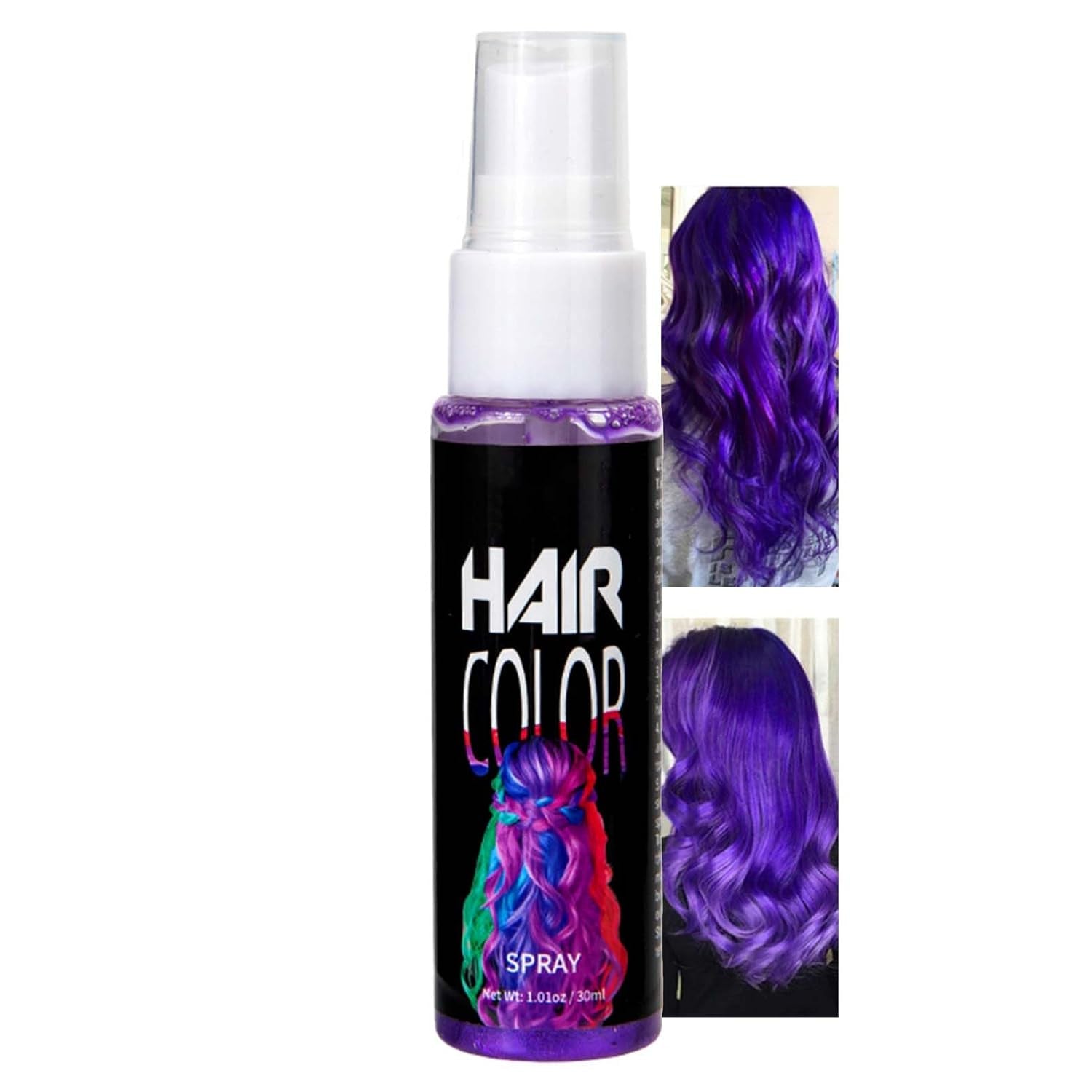 Haarspray-Farbe, temporäre rote Spray-Haarfarbe, rot gefärbte Haarfarbe, waschbare Haarfarbe, lebendiges rotes Haarfarbspray, sofortige Haarfarbe, Haarfarbe für Karneval, Halloween, Cosplay, Party, Naty Shop Violette Haarfarbe, 30 ml (1 Packung)
