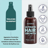 MOÉRIE Ultimate Mineral Hair Growth Spray für längeres, dickeres und volleres Haar – mit Biotin und Koffein – vegane Haarprodukte, frei von Parabenen, alle Haartypen, kehrt Haarausfall um – 2-Monats-Vorrat Haarpflege Naty Shop