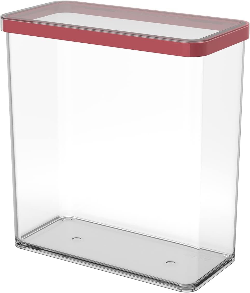 Rotho Loft 5er-Set Vorratsdosen mit Deckel, verschiedene Größen, Lebensmittelkunststoff (PP), BPA-frei, transparent/rot, (21,4 x 21,4 x 23,5 cm). Frischhaltedosen Naty Shop 3,2 l rechteckig