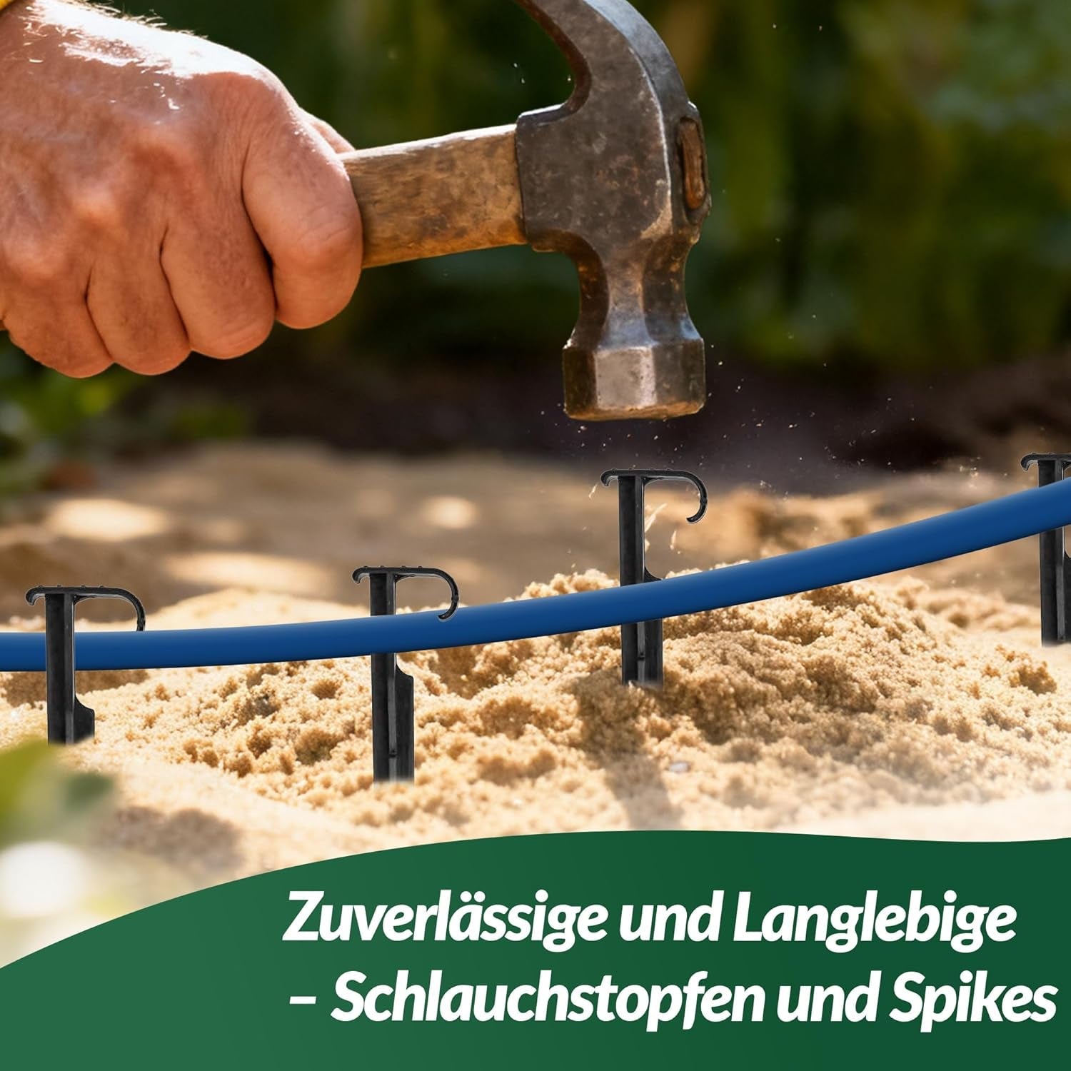 GARDENIX AquaPIN Gartenschlauchanker, 50 Stück, Erdspieß, Befestigungsanker für Tropfschlauch, Bewässerungsschlauch, Verbindungsgabel