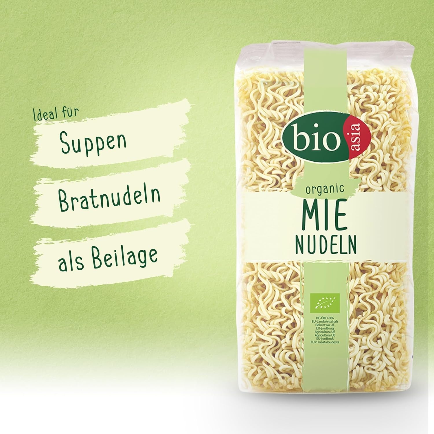 BIOASIA Bio Mie Nudeln, Weizennudeln ohne Ei, schnell und einfach zubereitet, vegetarisch (8 x 250 g)
