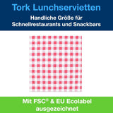 Tork Bistrored Lunchserviette, 1/4-Faltung, 1-lagig, 33 cm × 33 cm, 8 × 400 Servietten, 509359