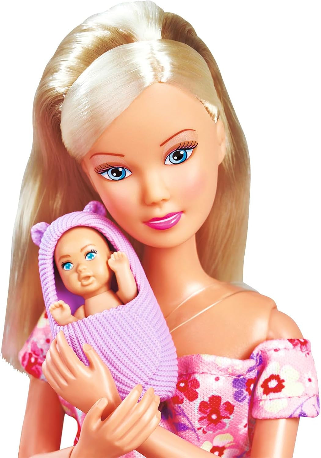 Simba 105733680 Steffi LOVE Puppe Hello Baby (29 cm) – Schwangere Spielpuppe mit wachsendem Bauch, Puppe und Zubehör – Kinderspielzeug für Mädchen und Jungen ab 3 Jahren, schwarz Puppen Naty Shop