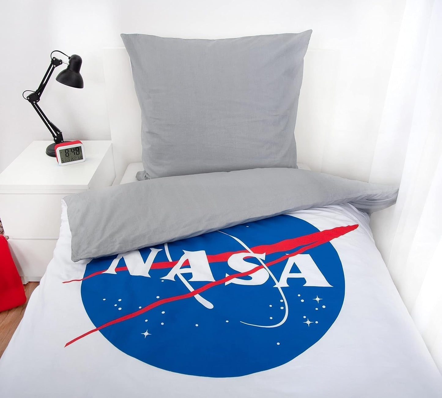 NASA-Bettwäscheset, Baumwolle/verstärkt, grau/weiß Bettwäsche – Kinder Naty Shop