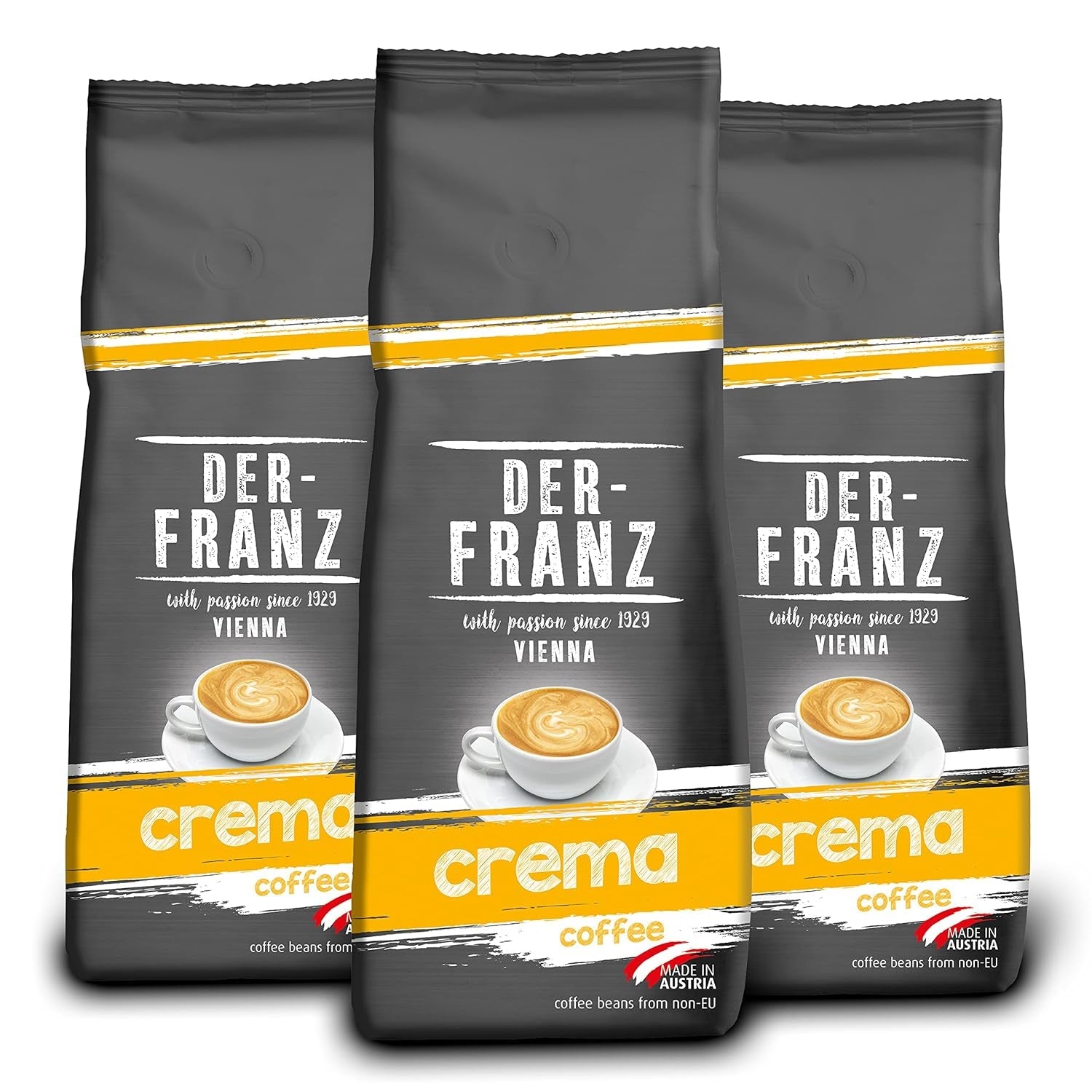 DER-FRANZ Kaffee Crema, Intensität 4/5, 100 % Arabica, ganze Kaffeebohnen, 3 x 500 g