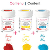 Scrapcooking – Set mit 3 Pulver-Lebensmittelfarben – Rot, Gelb, Blau – Lebensmittelfarbe zum Backen, Kuchen, Plätzchen, Plätzchen, Teig, Fondant, Regenbogenkuchen – 4011
