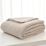 Grobstrick-Überwurfdecke, leicht, Beige, 100 % Bio-Baumwolle, Decke für Couch, Sofa, Bett, Kind, Kinderzimmer, rustikal, Shabby-Chic, modernes Bauernhaus, 152,4 x 203,2 cm, inklusive Wäschesack. Betten und Decken, Longhui-Bettwäsche