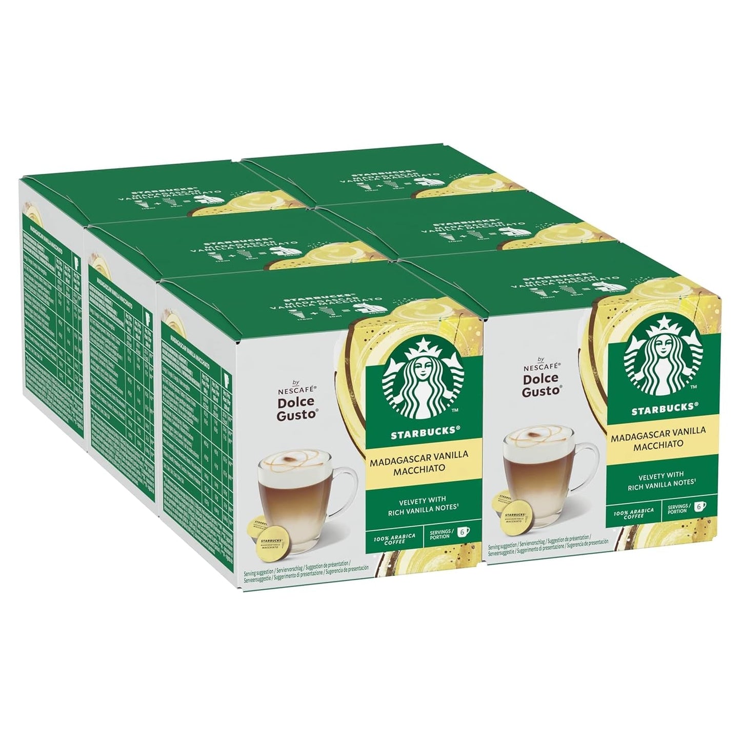 STARBUCKS Vanilla Macchiato von Nescafé Dolce Gusto Kaffeekapseln 6 x 12 (72 Kapseln)
